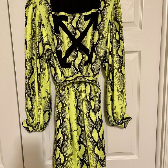 NWT Off-White  Deep V Python Mini Dress - Picture 5 of 6